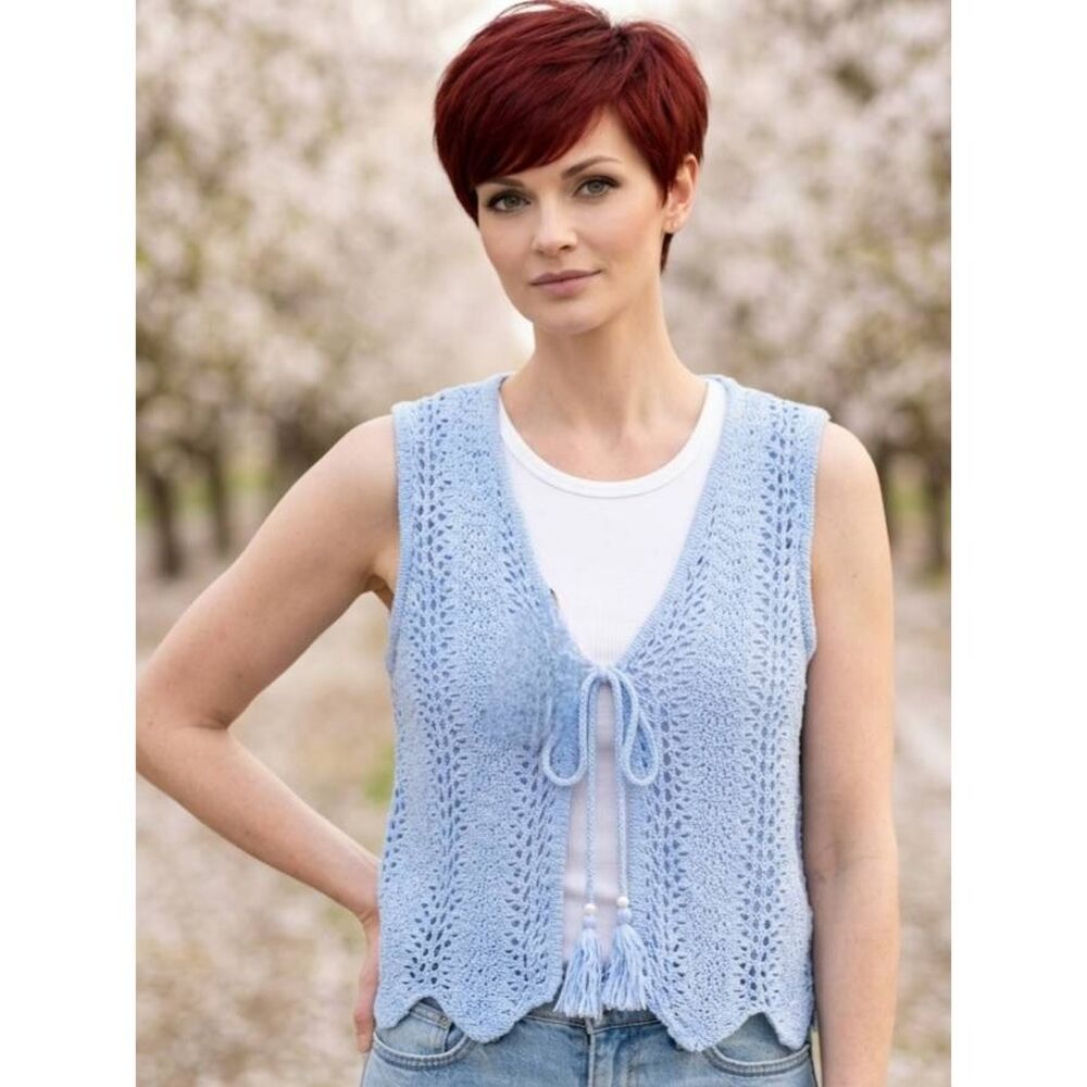 🔸️NWT Hippie Rose Beachy Blue Loose Knit Sleeveless Sweater XLarge